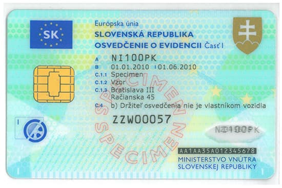 Dowód rejestracyjny — Słowacja